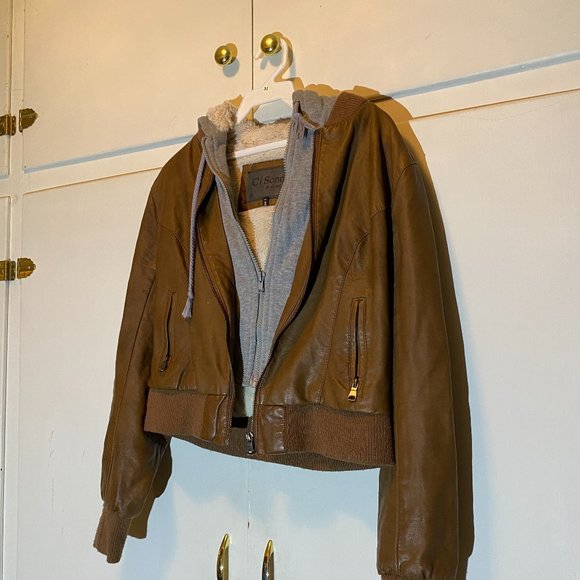 Ci Sono Hooded Cropped Faux Leather Jacket - Picture 4 of 16